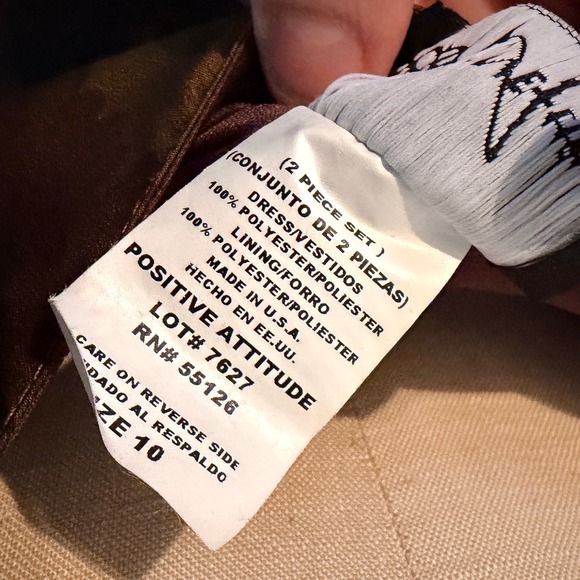 Vintage Y2K Gold Brown Floral Midi Dress Sheer Trim V Neck Whimsygoth Size 10 - Picture 5 of 12